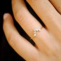 Chevron Ring 14k Gold Diamond V Band Bezel Diamond Dainty Stack Wedding Ring.