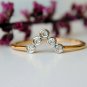 Chevron Ring 14k Gold Diamond V Band Bezel Diamond Dainty Stack Wedding Ring.