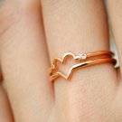 Love Heart Ring 14k Gold Double Band Ring Lovers Ring Diamond Band Birthday Gift Love Heart Ring 14k Gold Double Band Ring Lovers Ring Diamond Band Birthday Gift
