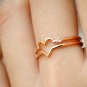 Love Heart Ring 14k Gold Double Band Ring Lovers Ring Diamond Band Birthday Gift