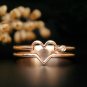 Love Heart Ring 14k Gold Double Band Ring Lovers Ring Diamond Band Birthday Gift