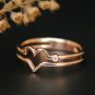 Love Heart Ring 14k Gold Double Band Ring Lovers Ring Diamond Band Birthday Gift