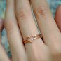 Love Heart Ring 14k Gold Double Band Ring Lovers Ring Diamond Band Birthday Gift