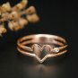 Love Heart Ring 14k Gold Double Band Ring Lovers Ring Diamond Band Birthday Gift