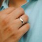 14k Solid Gold Wedding Band Unisex Minimalist White Gold Couples Wedding Rings.