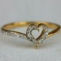 Natural Diamond Heart Shape Band Ring 14k Gold Lovers Ring Valentines Day Gift.