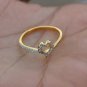 Natural Diamond Heart Shape Band Ring 14k Gold Lovers Ring Valentines Day Gift.