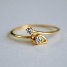 Dainty 14k Gold Diamond Crossover Leaf Ring Everyday Leaf Diamond Simple Ring.