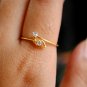 Dainty 14k Gold Diamond Crossover Leaf Ring Everyday Leaf Diamond Simple Ring.