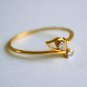 Dainty 14k Gold Diamond Crossover Leaf Ring Everyday Leaf Diamond Simple Ring.