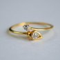 Dainty 14k Gold Diamond Crossover Leaf Ring Everyday Leaf Diamond Simple Ring.
