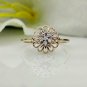14k Solid Gold Diamond Floral Ring Designer Gold Diamond Engagement Ring Jewelry