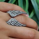 Pave Diamond Angel Wing Ring 14k Gold 925 Silver Diamond Cuff Ring Birthday Gift Pave Diamond Angel Wing Ring 14k Gold 925 Silver Diamond Cuff Ring Birthday Gift