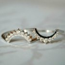 Curved Natural Diamond Ring 14k Gold Wedding Band Halo Ring Enhancer Band Gift.