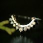 Curved Natural Diamond Ring 14k Gold Wedding Band Halo Ring Enhancer Band Gift.