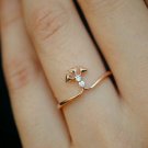 Natural Diamond Wedding Band 14k Gold Minimal Diamond Ring Triangle Ring Band.