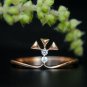 Natural Diamond Wedding Band 14k Gold Minimal Diamond Ring Triangle Ring Band.
