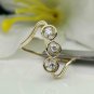 Natural Diamond 14k Solid Gold Ring 3 Diamond Ring Bridal Wedding Gift Jewelry.