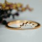 Curved Wedding Ring Band 14k Gold Natural Diamond Stackable Ring Bridal Gift.