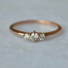 Diamond Engagement Ring Three Diamond Wedding Promise Ring 14k Solid Gold Ring. Diamond Engagement Ring Three Diamond Wedding Promise Ring 14k Solid Gold Ring.