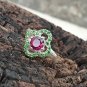 Purple Garnet Combination Ring Sterling Silver Ring For Wedding/Birthdays