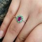 Purple Garnet Cluster Ring 925 Silver Cluster Engagement Ring Wedding Day Gift.