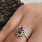 Purple Garnet Cluster Ring 925 Silver Cluster Engagement Ring Wedding Day Gift.
