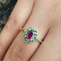 Purple Garnet Cluster Ring 925 Silver Cluster Engagement Ring Wedding Day Gift.