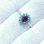 Purple Garnet Cluster Ring 925 Silver Cluster Engagement Ring Wedding Day Gift.