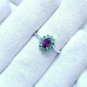 Purple Garnet Cluster Ring 925 Silver Cluster Engagement Ring Wedding Day Gift.
