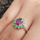 Purple Garnet Cluster Ring Sterling Sliver Ring For Birthday/Anniversary Gift. Purple Garnet Cluster Ring Sterling Sliver Ring For Birthday/Anniversary Gift.