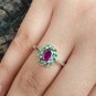 Purple Garnet Cluster Ring Sterling Sliver Ring For Birthday/Anniversary Gift.