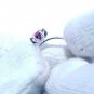 Purple Garnet Solitaire Ring Sterling Silver Ring For Wedding Birthday Gift.