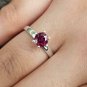 Purple Garnet Solitaire Ring Sterling Silver Ring For Wedding Birthday Gift.