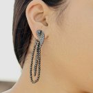 14k Gold Spinel Beads Dangle Earring Pave Diamond 925 Silver Tassel Earrings. 14k Gold Spinel Beads Dangle Earring Pave Diamond 925 Silver Tassel Earrings.