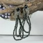 14k Gold Spinel Beads Dangle Earring Pave Diamond 925 Silver Tassel Earrings.