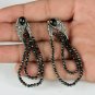14k Gold Spinel Beads Dangle Earring Pave Diamond 925 Silver Tassel Earrings.