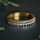 SET OF 2 14k Solid Gold Diamond Wedding Band Half Eternity Thin Stack BridalRing SET OF 2 14k Solid Gold Diamond Wedding Band Half Eternity Thin Stack BridalRing