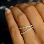 SET OF 2 14k Solid Gold Diamond Wedding Band Half Eternity Thin Stack BridalRing