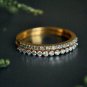 SET OF 2 14k Solid Gold Diamond Wedding Band Half Eternity Thin Stack BridalRing