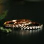 SET OF 2 14k Solid Gold Diamond Wedding Band Half Eternity Thin Stack BridalRing