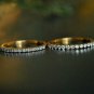 SET OF 2 14k Solid Gold Diamond Wedding Band Half Eternity Thin Stack BridalRing