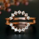 Diamond Ring Guard Round Classic Halo Ring Enhance 14k Gold Wedding Stack Bands.