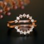 Diamond Ring Guard Round Classic Halo Ring Enhance 14k Gold Wedding Stack Bands.