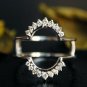 Oval Ring Guard Diamond 14k Gold Halo Ring Enhancer Wedding Stack Ring Guard.