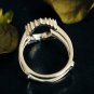 Oval Ring Guard Diamond 14k Gold Halo Ring Enhancer Wedding Stack Ring Guard.