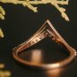 Chevron Diamond Band 14k Gold Stack Ring Bridal Double V Band Wedding Ring Gift.