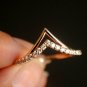 Chevron Diamond Band 14k Gold Stack Ring Bridal Double V Band Wedding Ring Gift.