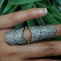 Natural Pave Diamond Finger Knuckle Ring 925 Silver 14k Gold Diamond Ring.