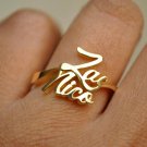 14k Solid Gold Couple Name Ring Personalized Name Ring Husband Wife Ring Band.